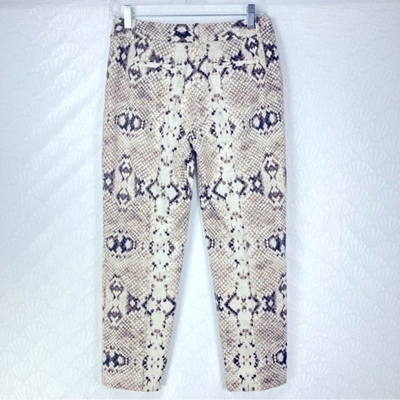 Worthington Womens Modern Fit Sz 4 Cream Mid Rise Snakeskin Print Pants/Trousers - Picture 2 of 6